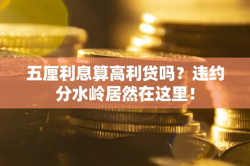 武汉五厘利息算高利贷吗？违约分水岭居然在这里！
